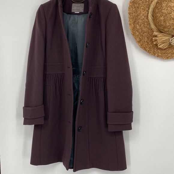 J.Crew Coletta Double Cloth Lady Pea Coat Made In Italy Plum Size 6‎ /M - Picture 4 of 16